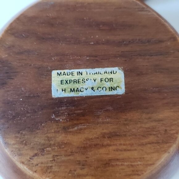 Vtg 60's Dolphin R.H. Macy & Co Thai Teakwood Salad Bowl Set 6 Bowls & Servers - Picture 14 of 15